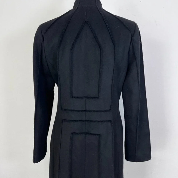 Juliana Collezione Wool Blend Trench Geometric Seams Mod Art Deco Contemporary - Picture 3 of 7